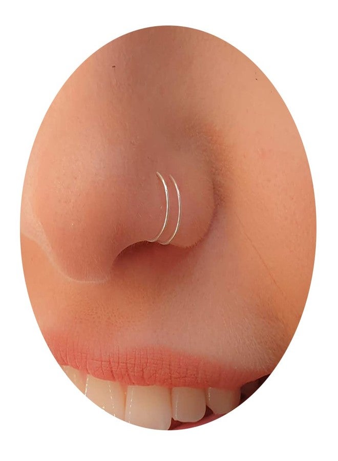 Decentraland Stainless Steel Spiral Nose Ring Double Hoop Nose Ring Single Pierced Nose Piercing for Women Hypoallergenic - Image 3